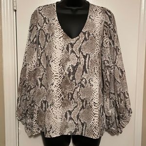 Vici Snake Print Balloon Sleeve Blouse- SMALL